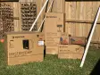 Boxed Pentair MasterTemp pool heater, cartridge filters and IntelliFlo variable-speed pump ready for installation
